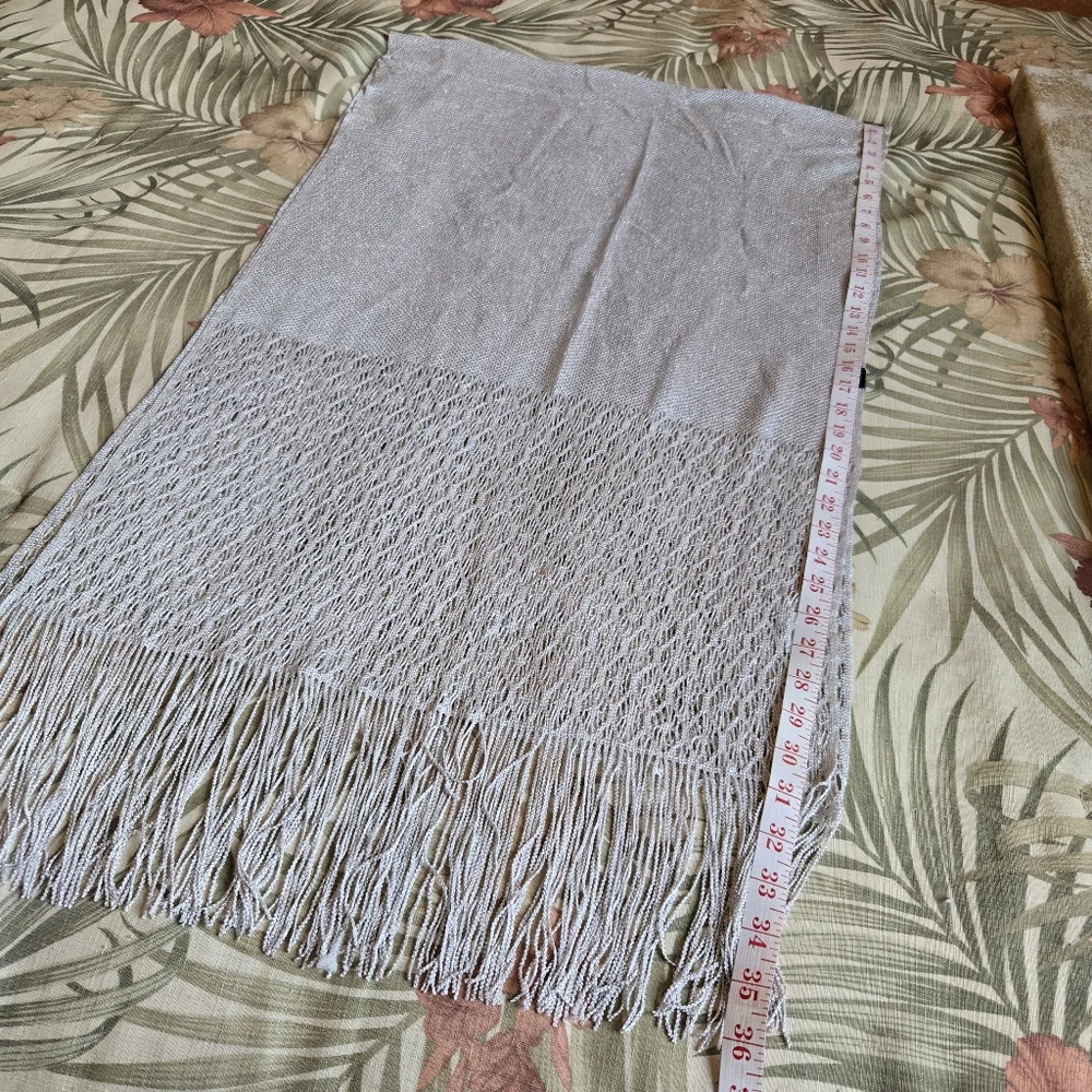3/$25 Silver Sparkle Scarf Fringe Loose Knit